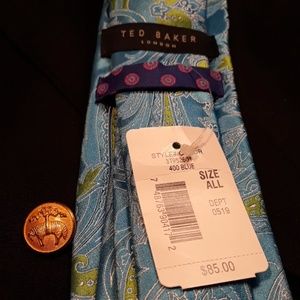 Ted Baker London blue silk paisley tie NWT